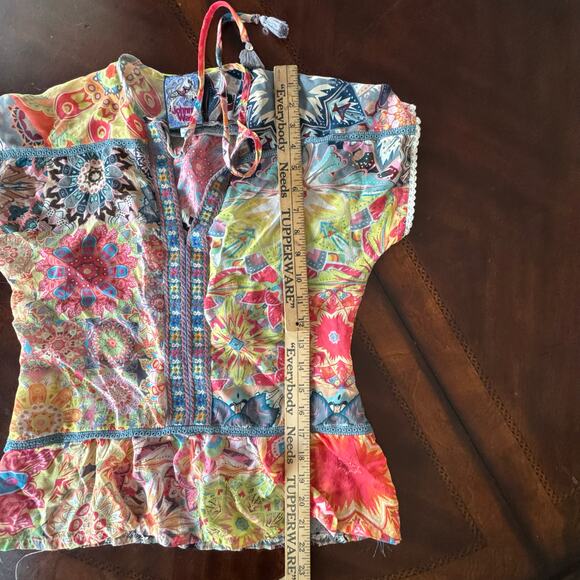 Johnny Was size XS Kaleida Paise blouse Floral Boho Embroidered Top Silk - Picture 7 of 8
